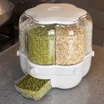 thumbnail image 3 of LCXmlly Boîte de Riz Conteneur de Riz Rotation à 360 Degrés Couvercle Amovible Grande Capacité Preuve Claire 6 Compartiments Haricots Riz Orge Grain, 3 of 8