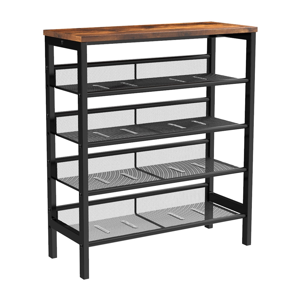 Kepooman Industrial 5 Layer Shoe Rack with 4 Mesh Shelves for Living Room Bedroom Kepooman Industrial 5 Layer Shoe Rack with 4 Mesh Shelves for Living Room Bedroom