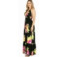 thumbnail image 3 of HAPPY BAY Women's Summer Boho Beach A-Line Maxi Smocked Evening Frill Dress Long Tube Dresses for Women S-M Multi, Hibiscus, 3 of 5