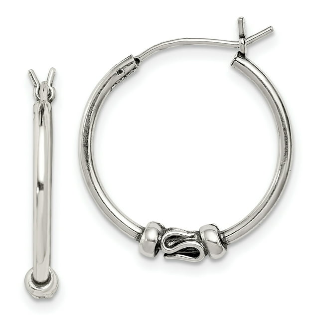 925 Sterling Silver Vintage Hoop Earrings Round