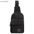thumbnail image 3 of BadPiggies Men Canvas Sling Bag Small Crossbody Backpack Shoulder Casual Daypack Rucksack for Outdoor Cycling Hiking Travel (Black), 3 of 8