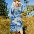 thumbnail image 5 of Blue Willow Chinoiserie Blue And White Womens Summer Dress Tie Back A Line Flare Dress, 5 of 9