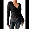 thumbnail image 1 of Blusas de Larga para Mujer, Elegantes, con Encaje de Crochet, Bordadas y Caladas, Moda 2025. Negro M, 1 of 7