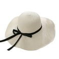 thumbnail image 2 of Ladies Summer Beach Straw Hat Wide Brim Floppy Foldable Beach Cap Adjustable Sun Hat for Women UPF 50+ (Big Bowknot), 2 of 8