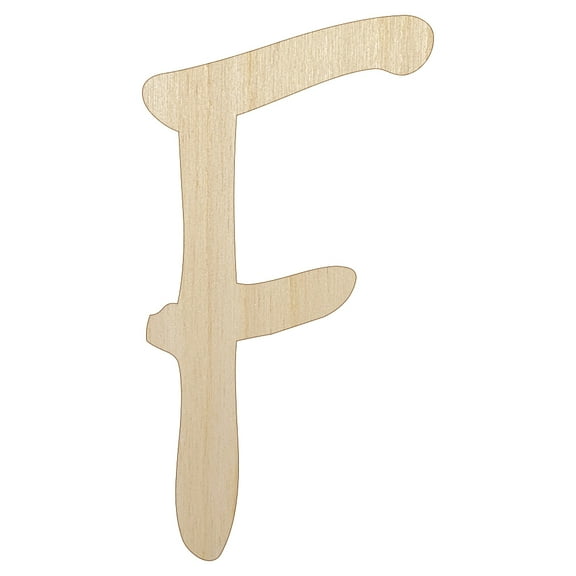 Letter F Uppercase Felt Marker Font Wood Shape Unfinished Piece Cutout Craft DIY Projects - 4.70 Inch Size - 1/8 Inch Thick