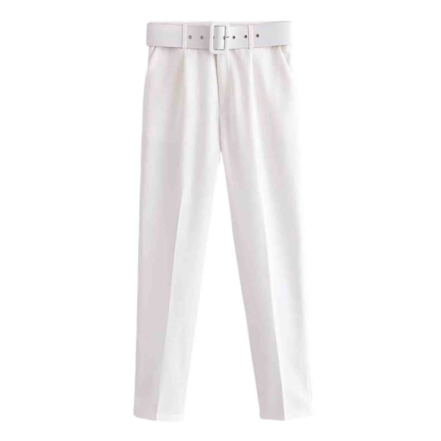 Timegard Work Pants for Women Slim Fitting Solid Color Business Casual Comfy Trousers with Pockets Belt