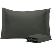 NTBAY 100% Brushed Microfiber Queen Pillow Shams Set of 2, Dark Grey