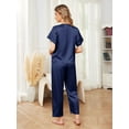 thumbnail image 2 of MISS MOLY Womens Satin Silky Pajama Set Short Sleeve Shirt with Long Pajama Set Soft PJ Loungewear, 2 of 6