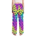 thumbnail image 3 of Dailycode Women's Pajama Pants Wide Leg Lounge Pj Bottoms With Pockets Rainbow Color Leopard, 3 of 7