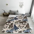 thumbnail image 4 of Horse Blanket 40" x 50" Horse Gifts for Adults Kids Fleece Flannel for Horse Animal Lovers Soft Plush Bedroom Horse Poster Decorations Decor Travel All Season Running Horse Beige Striped Background, 4 of 6