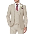 thumbnail image 1 of Traje HUUTOE beige ajustado para hombre con chaleco y pantalones de vestir, 1 of 8