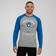 thumbnail image 4 of Men's Darius Rucker Collection by Fanatics  Heather Gray Milwaukee Brewers Raw Edge Raglan Long Sleeve Baseball T-Shirt, 4 of 4