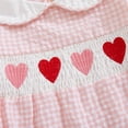 thumbnail image 6 of ZINTAOZT Baby Girl Valentine Outfit Plaid Romper Heart Embroidery Doll Collar Long Sleeve Bodysuit Spring Clothes 0-2T, 6 of 8