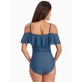 thumbnail image 6 of BEACHGIRL Women One Piece Swimsuit off Shoulder Flounce Swimwear Ruffle Bathing Suit Spaghetti Strap, 6 of 9