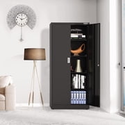 WORKPRO 71x31.5x15.75 Metal Garage Storage Cabinet with Locking Doors and 5 Adjustable Shelves, for Tools, Office, Home, Shops, Black