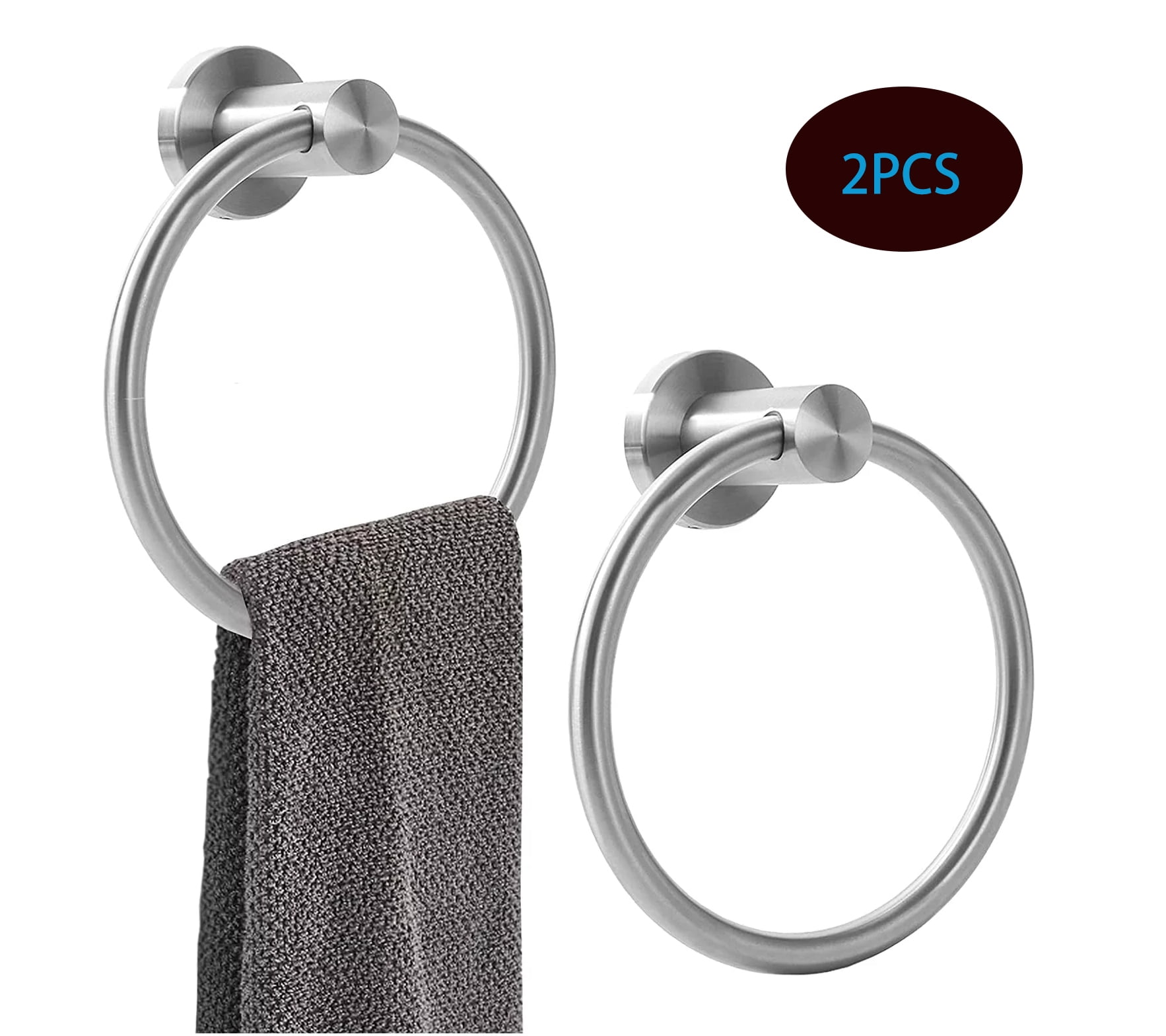 Silver Towel Ring, Bath Hand Towel Ring 304 Stainless Steel Round Towel