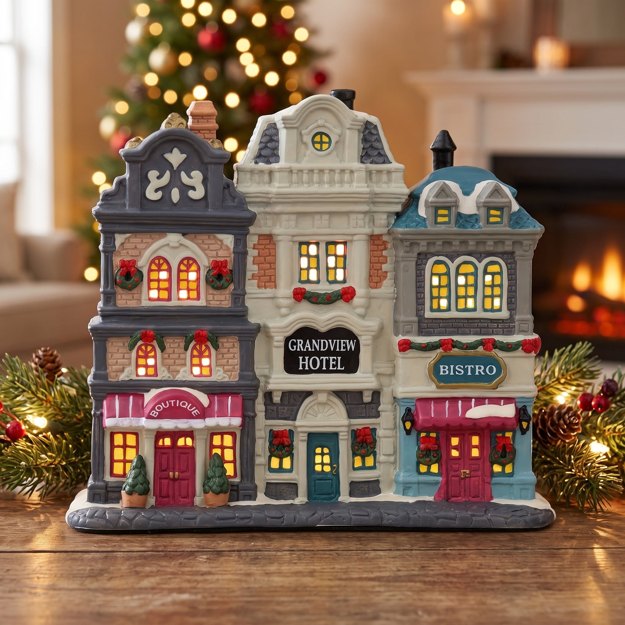 Light-Up Front Street House Christmas Village Building, Multicolor, 7.5", by Holiday Time