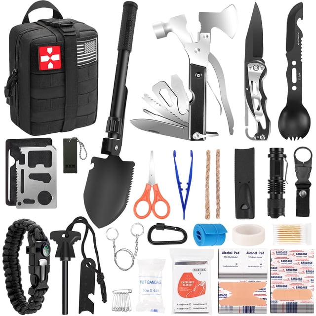 Kit de supervivencia Kleclcw de 150 piezas con bolsa de trauma Molle