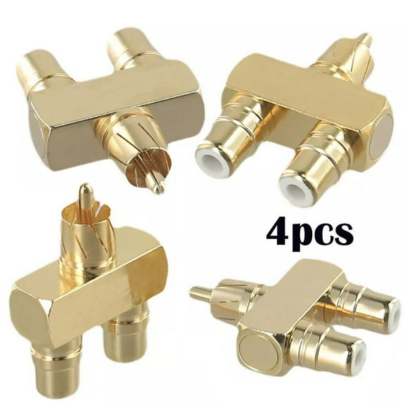 4x RCA Audio Y Splitter Plug 1 Male To 2 Female Gold Plated Adapter Connector US