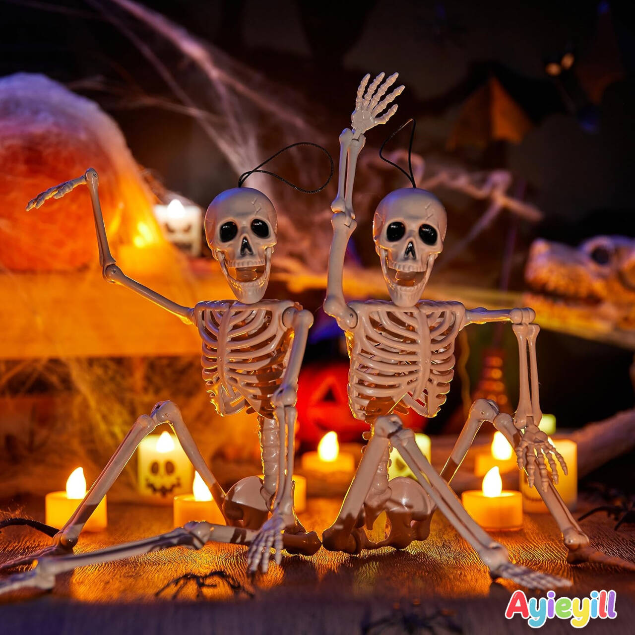 Ayieyill Posable Mini Skeleton Decorations, 16", 5 Pc photo 4