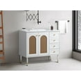 thumbnail image 2 of 36" Bathroom Vanity with Ceramic Basin, Rattan Bathroom Storage Cabinet with Two Doors and Drawer, 2 of 9