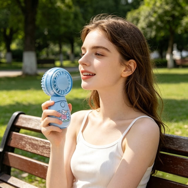 Portable Handheld Fan With Adorable Design Personal Fan For Indoor Outdoor Use USB Rechargeable Quiet