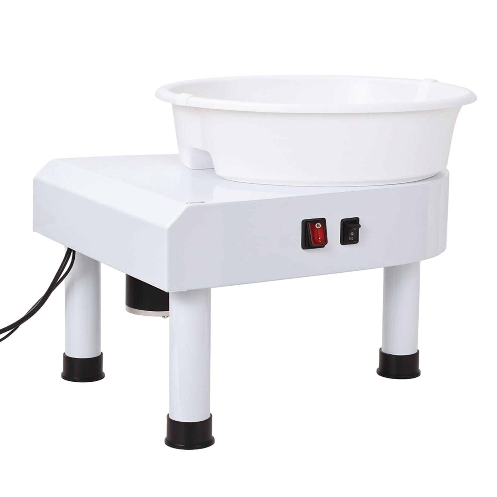 25CM Pottery Wheel Forming Machine, Extremely Variable Speed Pottery Wheel, 350W Electric DIY Clay Tool with Foot Pedal and Detachable Basin for Ceramic Work Art Craft, White