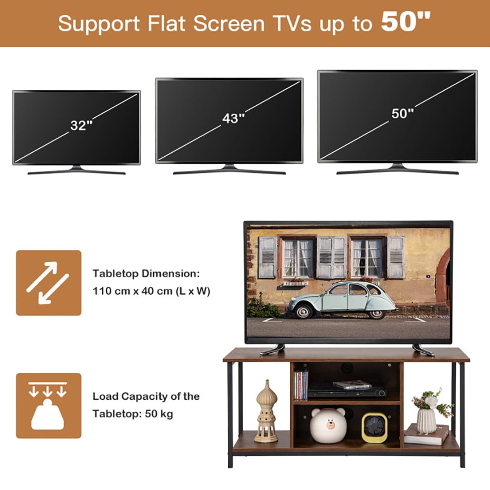 Finihen TV Stand, TV Cabinet, Mid-Century TV stand Media Console Table with Adjustable Shelf, for Living Room, Bedroom, Rustic Brown