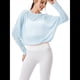 thumbnail image 3 of Blusa de Entrenamiento Holgada de Larga con Transparente para Mujer, Cuello Redondo y Mangas Largas Azul L, 3 of 8