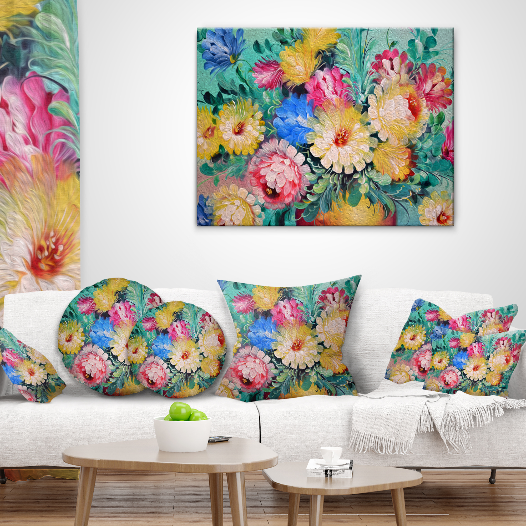Designart Digital Flowers Art - Floral Throw Pillow - 18x18