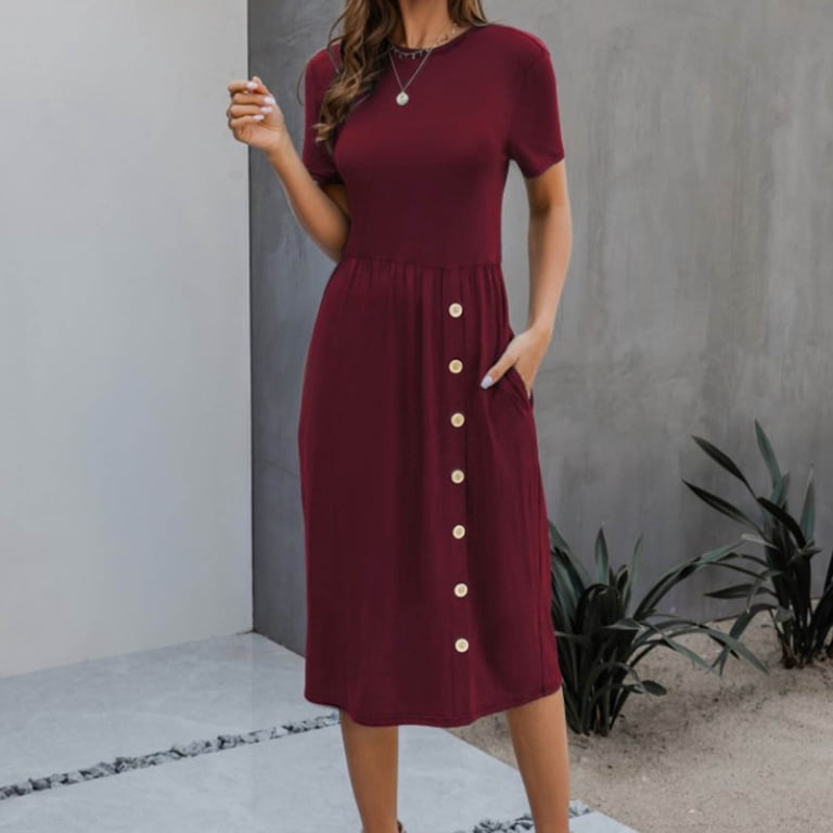burgundy surplice dress Ellison Burgundy Surplice Summer Dress main image 1