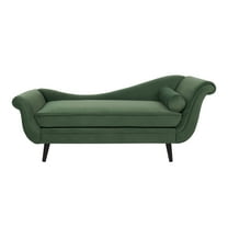 GDF Studio Jakyrah Contemporary Chaise Lounge with Scroll Arms, Sage Green Velvet and Dark Brown