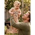 thumbnail image 5 of BemeyourBBs Newborn Baby Girl My First Fathers Day Outfit Baby Girl Summer Clothes Ribbed Romper Letter Embroidery Rose Print Short Sleeve Jumpsuit and Bow Headband 2Pcs Set, 5 of 8
