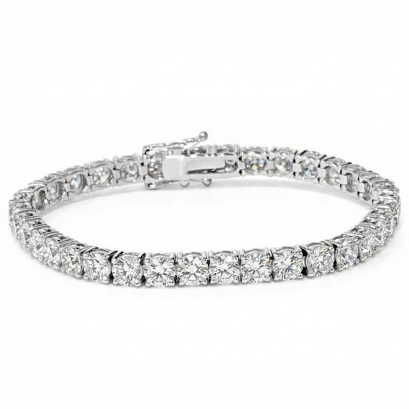 Pompeii 9 ct Round Lab Grown Diamond Tennis Bracelet 14K White Gold 7" (F,VS)