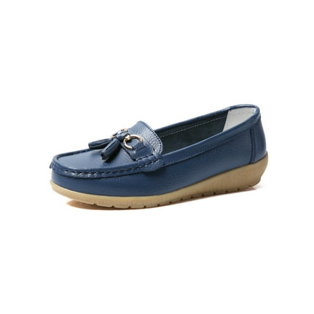

Zodanni Ladies Loafers Closed Toe Nurse Shoes Slip On Flats Female Moccasin Work Fashion Low Top Dark Blue 8