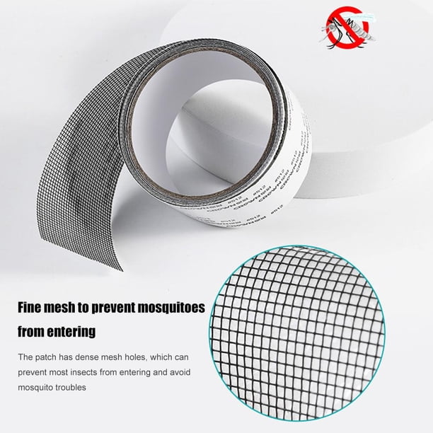 Cinta de reparación autoadhesiva con parche para ventana antimosquitos de 5x200 cm (negro)