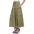 thumbnail image 3 of Yesfashion Women Maxi Skirt Boho Elastic High Waist Pleated A-line Flowy Ruffle Swing Tiered Long Beach Skirt, 3 of 5