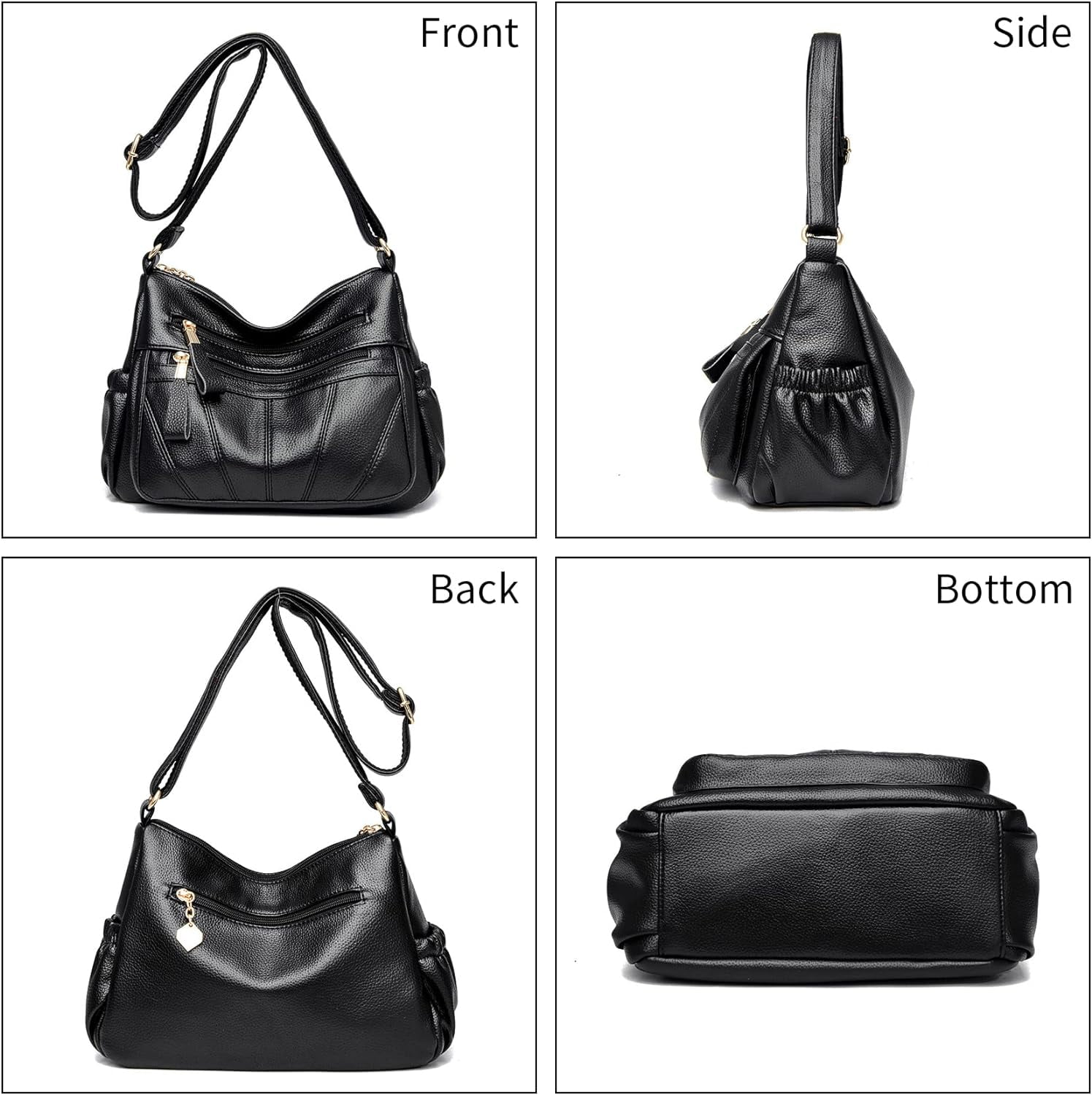 Crossbody Bags for Women Multi Pocket Shoulder Bag Soft PU Leather Purses and Handbags Pocketbooks