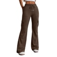 thumbnail image 2 of Resicozy Baggy Flare Cargo Pants for Women Hiking Wide Leg Pants with Pockets Y2K Clothes Casual Travel Brown L, 2 of 8