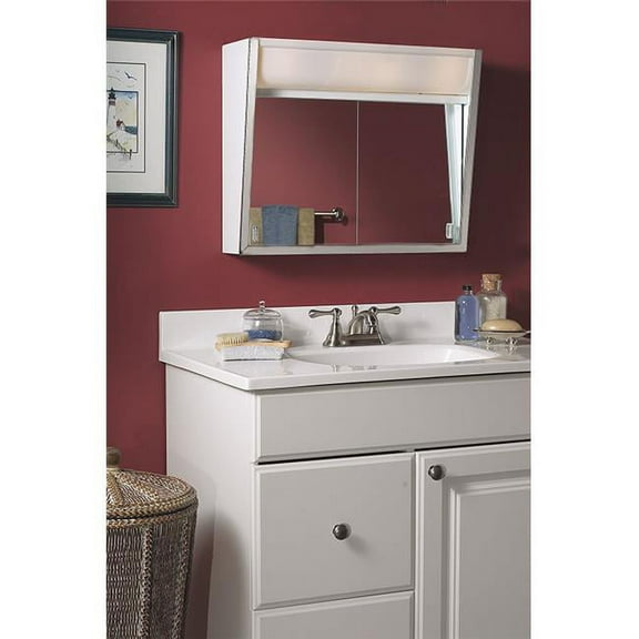 Jensen 323LP 24 x 19 in. 2 Door Flair Polished Stainless Steel Trim with 4 Light & Stainless Steel, Basic White