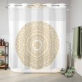 thumbnail image 6 of No Hook Shower Curtain, Beige Boho Shower Curtains for Bathroom with See Through Top Window, Retro Farmhouse Ethnic Abstract Geometric Art Waterproof & Washable Bath Curtain 66"x72", 6 of 9