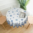 thumbnail image 3 of Christmas Tablecloth Round 60Inch Blue Xmas Trees Poinsettia Floral Table Cloth Winter Snowflakes Washable Table Cover for Kitchen Dining Holiday New Year Picnic Party Decor, 3 of 6