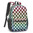 thumbnail image 2 of Multicolor Checkered Pattern 17" School Backpacks for Teens,Waterproof Oxford Fabric,S-Shape Padded Straps for School,Travel,Hiking,Camping, 2 of 6