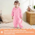 thumbnail image 6 of Sewkxo Toddlers Bear Costume Cosplay Rompers Flannel Fuzzy Fall Winter Hooded Jumpsuits,Pink 70, 6 of 6