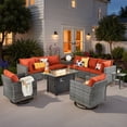 thumbnail image 6 of Vcatnet 11 Pieces Outdoor Patio Furniture Sets with Fire Pit Sectional Sofa All Weather Wicker Conversation Set with Swivel Chairs, Orange Red, 6 of 10
