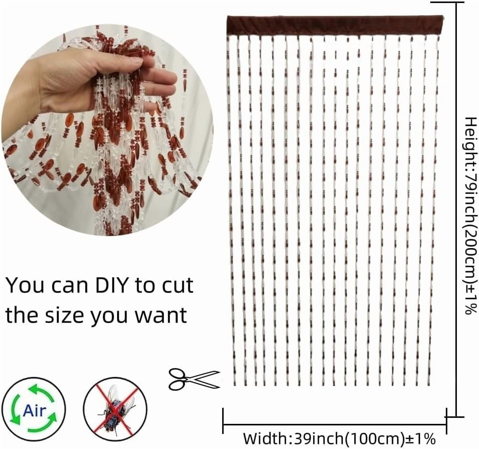 split Beaded Curtain Doorways Acrylic Hanging Door Beads String Curtains Tassel Room Divider Screen Decor for Doorway Window Living Room Wedding (1, Brown, 39 inch x 78.7 inch), ES041
