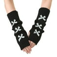 thumbnail image 2 of Women's Fingerless Arm Warmers with Bow, Y2K Style Soft Knit Puff Sleeve Gloves, Cold Weather Layering Accessory for School Aesthetic and Winter Fashion - Black4, 2 of 3