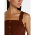 thumbnail image 5 of Time and Tru Women's Linen Blend Button Front Tank Top with Adjustable Straps, Sizes XS-XXXL, 5 of 6