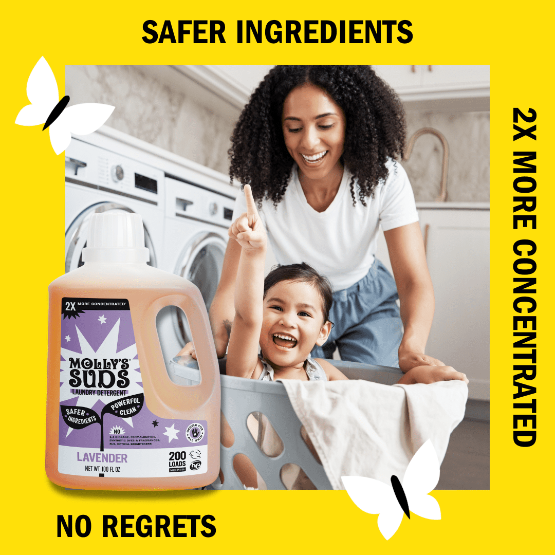 Molly's Suds Liquid Laundry Detergent | Natural Laundry Detergent Soap for Sensitive Skin | 2x Concentrated, High Efficiency (HE) | Lavender - 100 Loads