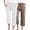 Brown, variant on Womens 2 Pack Capris Pants Cotton Linen Casual Summer Straight Wide Leg Baggy Drawstring Elastic Waist Cropped Trousers